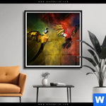 Poster Kampf Der Papageien Quadrat Produktvorschau mit dem Bild Kampf der Papageien im Format Quadrat.