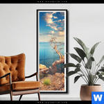 Poster Kuestenlandschaft Mit Altem Baum Schmal Produktvorschau mit dem Bild Küstenlandschaft mit altem Baum im Format Schmal.