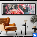 Poster Kunstvoller Flamingo Panorama Produktvorschau mit dem Bild Kunstvoller Flamingo im Format Panorama.