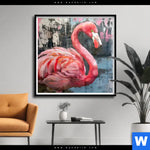 Poster Kunstvoller Flamingo Quadrat Produktvorschau mit dem Bild Kunstvoller Flamingo im Format Quadrat.