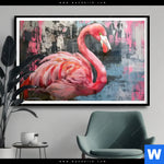 Poster Kunstvoller Flamingo Querformat Produktvorschau mit dem Bild Kunstvoller Flamingo im Format Querformat.
