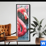 Poster Kunstvoller Flamingo Schmal Produktvorschau mit dem Bild Kunstvoller Flamingo im Format Schmal.