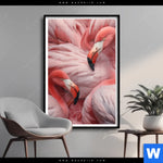 Poster Kuschelnde Flamingos Hochformat Produktvorschau mit dem Bild Kuschelnde Flamingos im Format Hochformat.