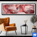 Poster Kuschelnde Flamingos Panorama Produktvorschau mit dem Bild Kuschelnde Flamingos im Format Panorama.