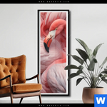 Poster Kuschelnde Flamingos Schmal Produktvorschau mit dem Bild Kuschelnde Flamingos im Format Schmal.