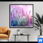 Poster Lavendelbluetenfeld Quadrat Produktvorschau mit dem Bild Lavendelblütenfeld im Format Quadrat.