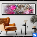 Poster Leopard Blumen Panorama Produktvorschau mit dem Bild Leopard & Blumen im Format Panorama.