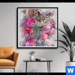 Poster Leopard Blumen Quadrat Produktvorschau mit dem Bild Leopard & Blumen im Format Quadrat.