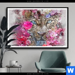 Poster Leopard Blumen Querformat Produktvorschau mit dem Bild Leopard & Blumen im Format Querformat.