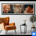 Poster Leopard Im Bluetenmeer Panorama Produktvorschau mit dem Bild Leopard im Blütenmeer im Format Panorama.