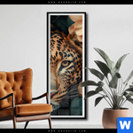 Poster Leopard Im Bluetenmeer Schmal Produktvorschau mit dem Bild Leopard im Blütenmeer im Format Schmal.