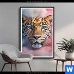 Poster Leopard Im Farbnebel Hochformat Produktvorschau mit dem Bild Leopard im Farbnebel im Format Hochformat.