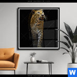 Poster Leopard In Der Dunkelheit Quadrat Produktvorschau mit dem Bild Leopard in der Dunkelheit im Format Quadrat.