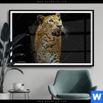 Poster Leopard In Der Dunkelheit Querformat Produktvorschau mit dem Bild Leopard in der Dunkelheit im Format Querformat.