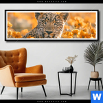 Poster Leopardentraum In Orange Panorama Produktvorschau mit dem Bild Leopardentraum in Orange im Format Panorama.