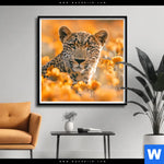 Poster Leopardentraum In Orange Quadrat Produktvorschau mit dem Bild Leopardentraum in Orange im Format Quadrat.