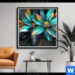 Poster Leuchtende Fantasieblueten Quadrat Produktvorschau mit dem Bild Leuchtende Fantasieblüten im Format Quadrat.