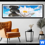 Poster Lilie Zensteine Panorama Produktvorschau mit dem Bild Lilie & Zensteine im Format Panorama.