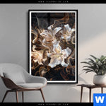 Poster Lilien In Goldenem Rauch Hochformat Produktvorschau mit dem Bild Lilien in goldenem Rauch im Format Hochformat.