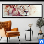 Poster Loewe Im Farbenspiel Panorama Produktvorschau mit dem Bild Löwe im Farbenspiel im Format Panorama.