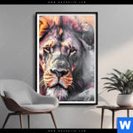 Poster Loewe Im Farbensturm Hochformat Produktvorschau mit dem Bild Löwe im Farbensturm im Format Hochformat.