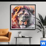 Poster Loewe Im Farbensturm Quadrat Produktvorschau mit dem Bild Löwe im Farbensturm im Format Quadrat.