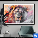 Poster Loewe Im Farbensturm Querformat Produktvorschau mit dem Bild Löwe im Farbensturm im Format Querformat.