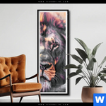 Poster Loewe Im Farbensturm Schmal Produktvorschau mit dem Bild Löwe im Farbensturm im Format Schmal.