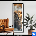 Poster Loewe Mit Goldenen Fluegeln Schmal Produktvorschau mit dem Bild Löwe mit goldenen Flügeln im Format Schmal.