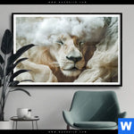 Poster Loewe Sanft Umhuellt Querformat Produktvorschau mit dem Bild Löwe sanft umhüllt im Format Querformat.