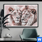 Poster Loewen Harmonie In Pastell Querformat Produktvorschau mit dem Bild Löwen - Harmonie in Pastell im Format Querformat.