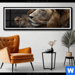 Poster Loewen Staerke Und Zaertlichkeit Panorama Produktvorschau mit dem Bild Löwen - Stärke und Zärtlichkeit im Format Panorama.