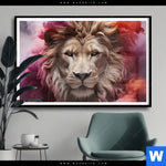 Poster Loewengesicht In Buntem Rauch Querformat Produktvorschau mit dem Bild Löwengesicht in buntem Rauch im Format Querformat.