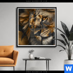 Poster Loewenportrait Kraft Und Eleganz Quadrat Produktvorschau mit dem Bild Löwenportrait: Kraft und Eleganz im Format Quadrat.