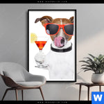 Poster Lustiger Hund Mit Drink Hochformat Produktvorschau mit dem Bild Lustiger Hund mit Drink im Format Hochformat.