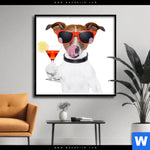 Poster Lustiger Hund Mit Drink Quadrat Produktvorschau mit dem Bild Lustiger Hund mit Drink im Format Quadrat.