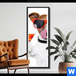 Poster Lustiger Hund Mit Drink Schmal Produktvorschau mit dem Bild Lustiger Hund mit Drink im Format Schmal.
