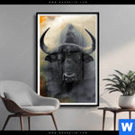 Poster Maechtiger Bueffel Hochformat Produktvorschau mit dem Bild Mächtiger Büffel im Format Hochformat.
