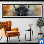 Poster Maechtiger Bueffel Panorama Produktvorschau mit dem Bild Mächtiger Büffel im Format Panorama.