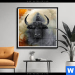 Poster Maechtiger Bueffel Quadrat Produktvorschau mit dem Bild Mächtiger Büffel im Format Quadrat.