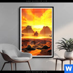 Poster Magische Steinlandschaft Im Meer Hochformat Produktvorschau mit dem Bild Magische Steinlandschaft im Meer im Format Hochformat.
