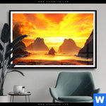 Poster Magische Steinlandschaft Im Meer Querformat Produktvorschau mit dem Bild Magische Steinlandschaft im Meer im Format Querformat.