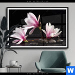 Poster Magnolien Zen Steine Querformat Produktvorschau mit dem Bild Magnolien & Zen Steine im Format Querformat.