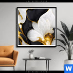 Poster Marmor Blueten In Weiss Gold Quadrat Produktvorschau mit dem Bild Marmor Blüten in weiß & gold im Format Quadrat.