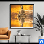 Poster Meditierender Buddha Am See Quadrat Produktvorschau mit dem Bild Meditierender Buddha am See im Format Quadrat.