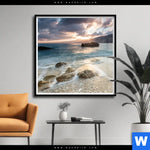 Poster Meeresrauschen Bei Sonnenuntergang Quadrat Produktvorschau mit dem Bild Meeresrauschen bei Sonnenuntergang im Format Quadrat.