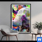 Poster Moderner Bunter Elefant No 2 Hochformat Produktvorschau mit dem Bild Moderner bunter Elefant No. 2 im Format Hochformat.
