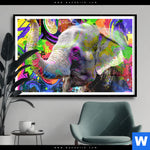 Poster Moderner Bunter Elefant No 2 Querformat Produktvorschau mit dem Bild Moderner bunter Elefant No. 2 im Format Querformat.