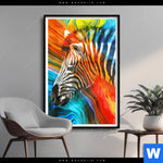 Poster Modernes Buntes Zebra Hochformat Produktvorschau mit dem Bild Modernes Buntes Zebra im Format Hochformat.