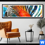Poster Modernes Buntes Zebra Panorama Produktvorschau mit dem Bild Modernes Buntes Zebra im Format Panorama.